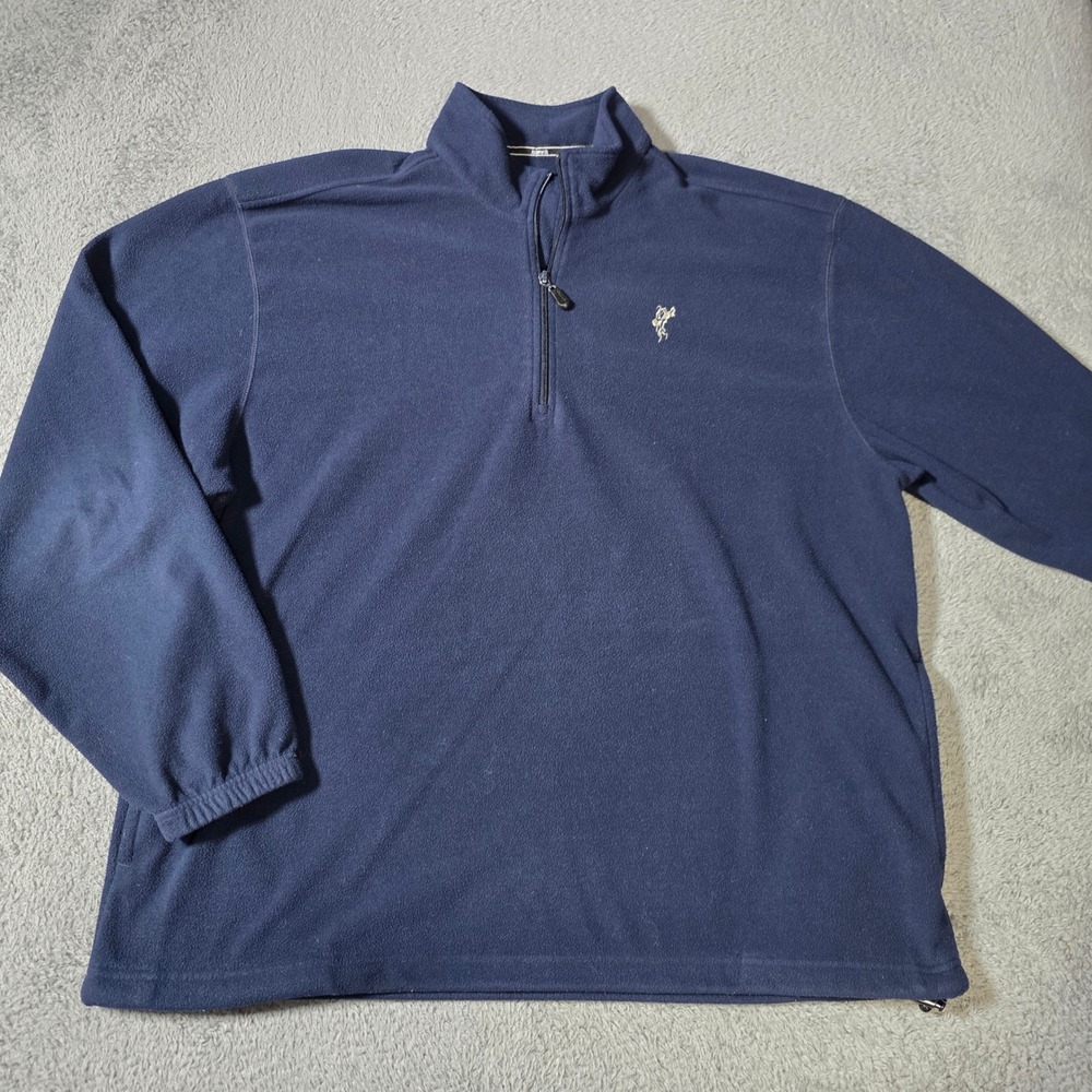 Ashworth Mens XL Fleece Quarter Zip Pullover Navy Blue Weather Systems Golf Logo